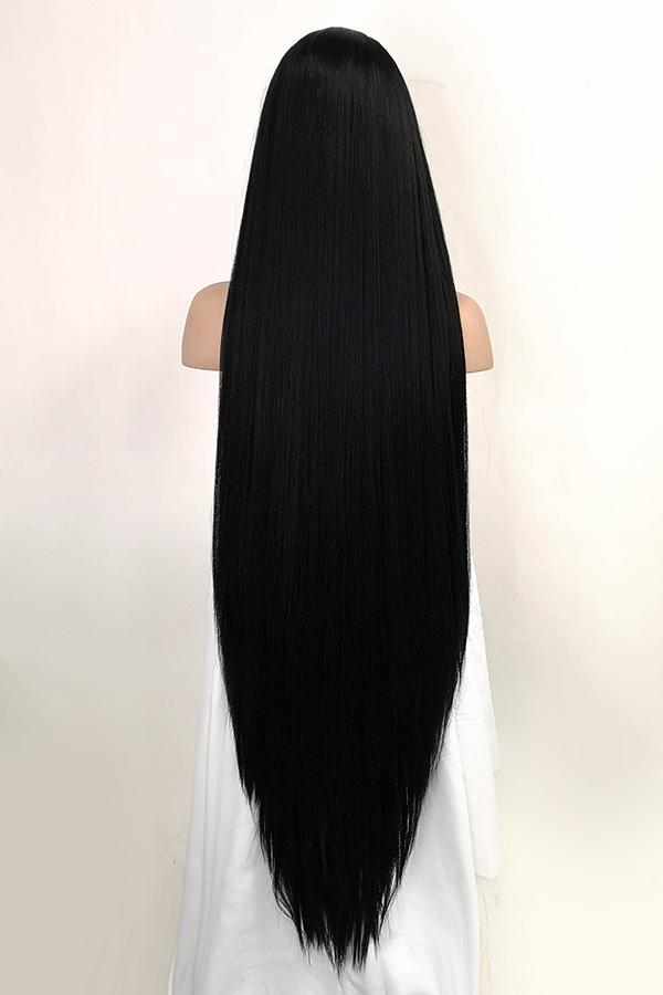 42" Jet Black Yaki Lace Front Synthetic Wig 10058