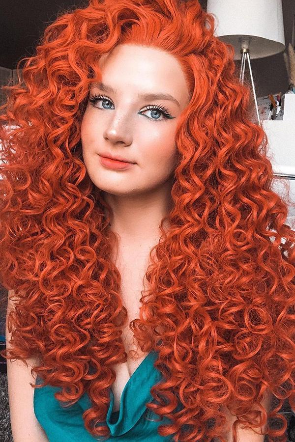 24" Reddish Orange Lace Front Synthetic Wig 10156