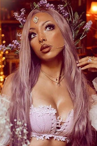 28" Ash Purple Lace Front Synthetic Wig 10216