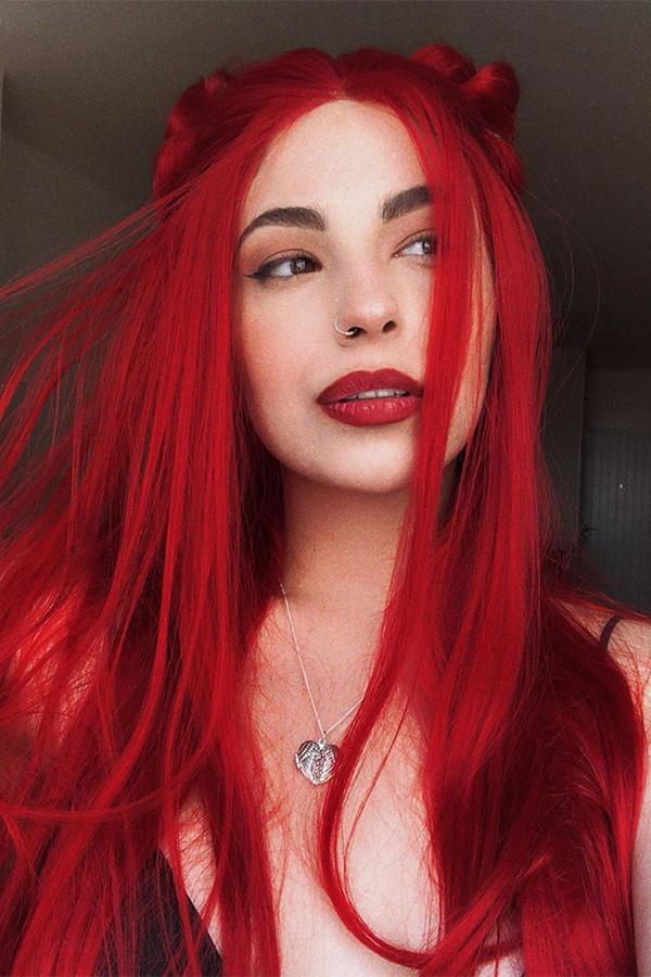 24" Red Lace Front Synthetic Hair Wig 20020 - StarLite Hair