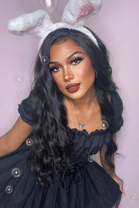 24" Jet Black Lace Front Synthetic Hair Wig 20046