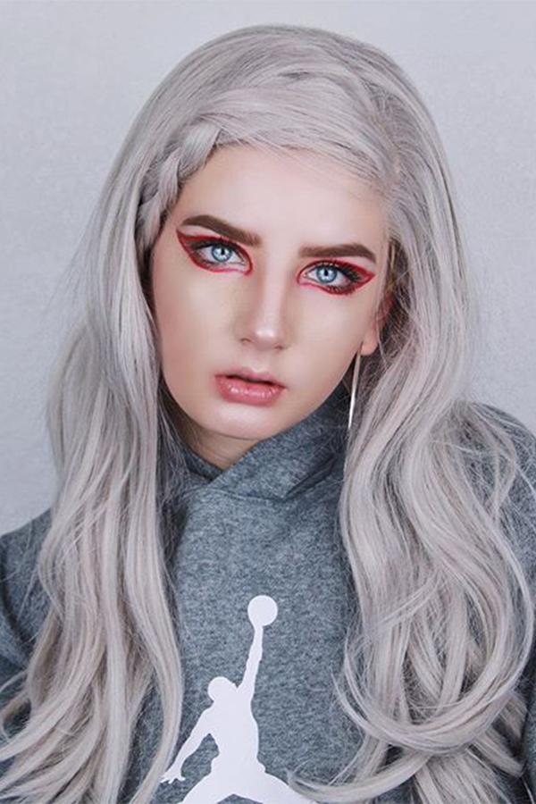 24" Grey Blonde Lace Front Synthetic Wig 20115
