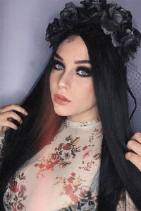 30" Jet Black Lace Front Synthetic Hair Wig 20151