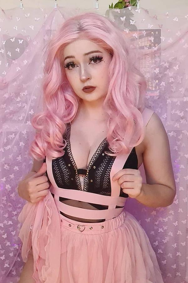 26" Pink Lace Front Synthetic Hair Wig 20200