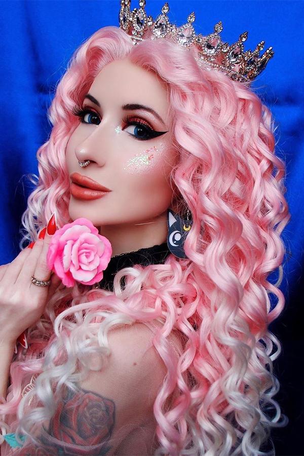 24" Pink Blonde Ombre Lace Front Synthetic Wig 20296 - StarLite Hair