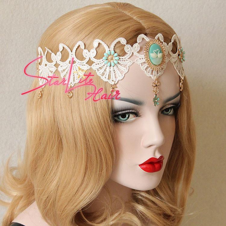 White Lace Flower Wedding Crown Hand-made Headband AC023 - StarLite Hair