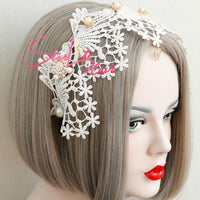 White Lace Flower Elegant Bridal Hand-made Headpiece AC037 - StarLite Hair