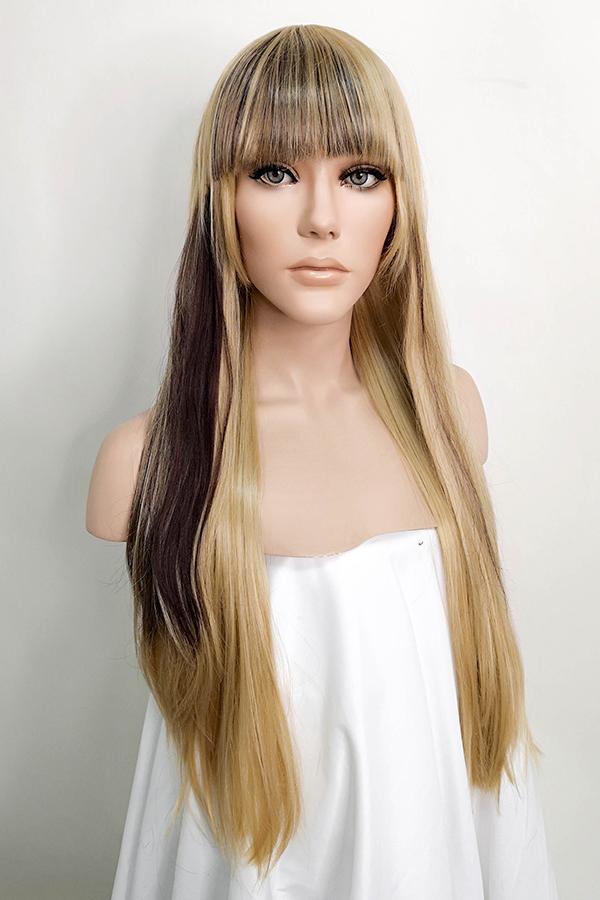 28" Brown Mixed Blonde Fashion Synthetic Wig 40038