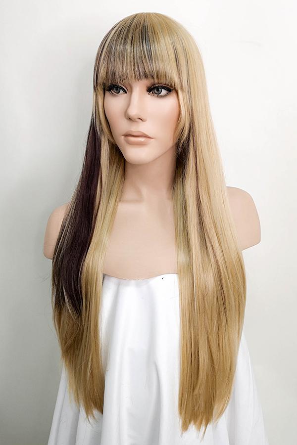 28" Brown Mixed Blonde Fashion Synthetic Wig 40038