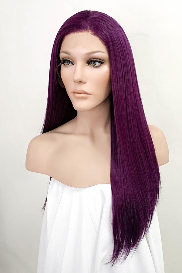 24" Dark Purple Lace Front Synthetic Wig 20021