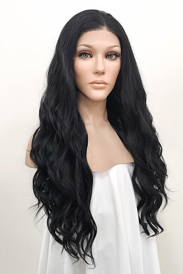 24" Jet Black Lace Front Synthetic Hair Wig 20046 - StarLite Hair