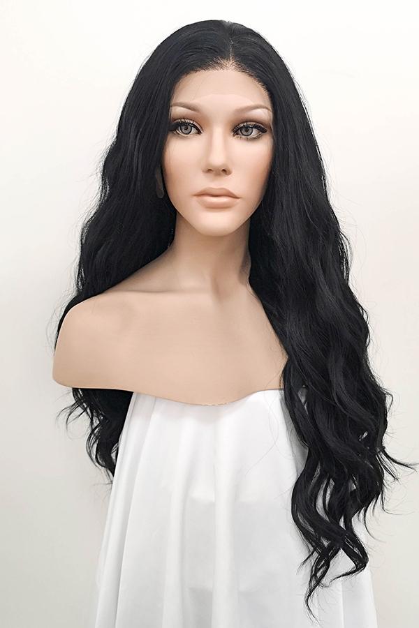 24" Jet Black Lace Front Synthetic Hair Wig 20046 - StarLite Hair
