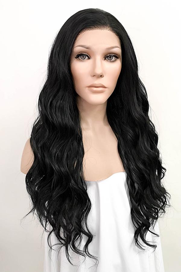 24" Natural Black Lace Front Synthetic Hair Wig 20047