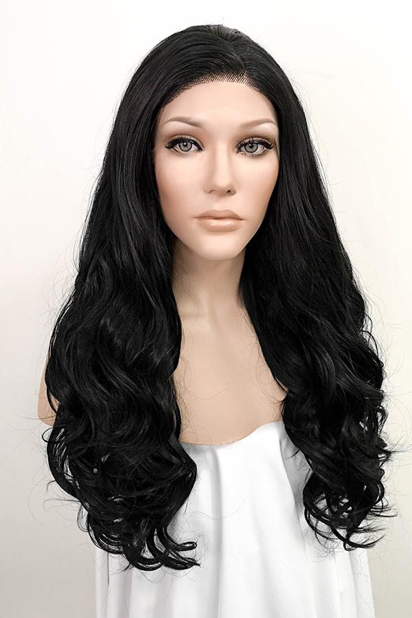 24" Jet Black Lace Front Synthetic Hair Wig 20062