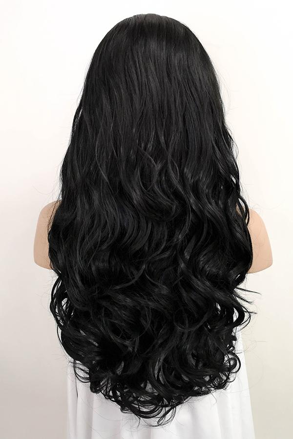 24" Jet Black Lace Front Synthetic Hair Wig 20062
