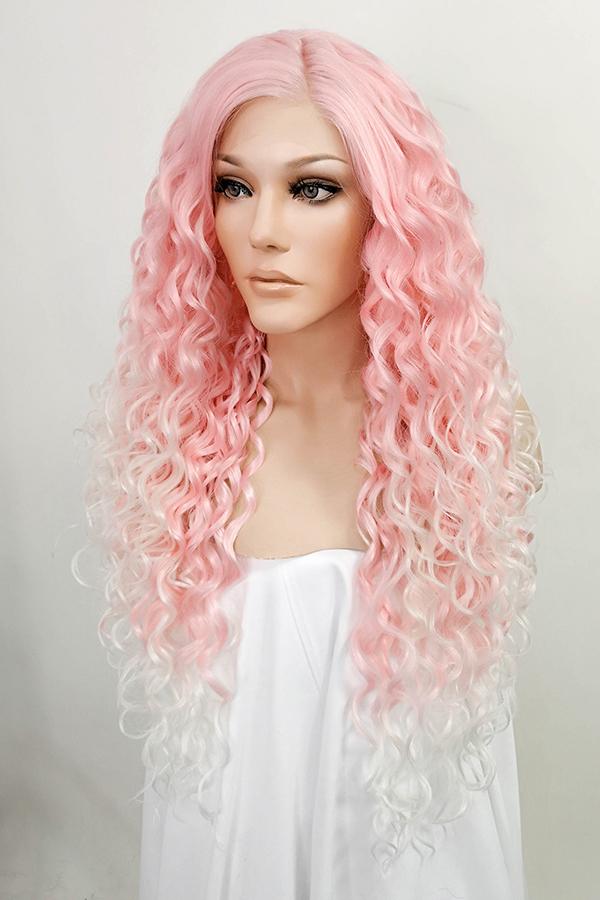 24" Pink Blonde Ombre Lace Front Synthetic Wig 20296