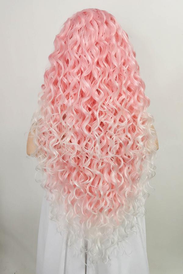 24" Pink Blonde Ombre Lace Front Synthetic Wig 20296