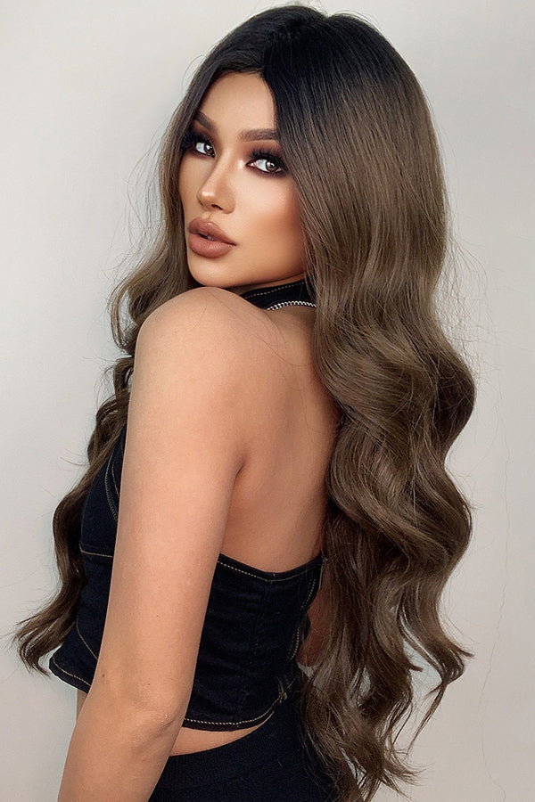 24" Brown With Dark Roots Lace Front Synthetic Hair Wig 10297 - StarLite Hair