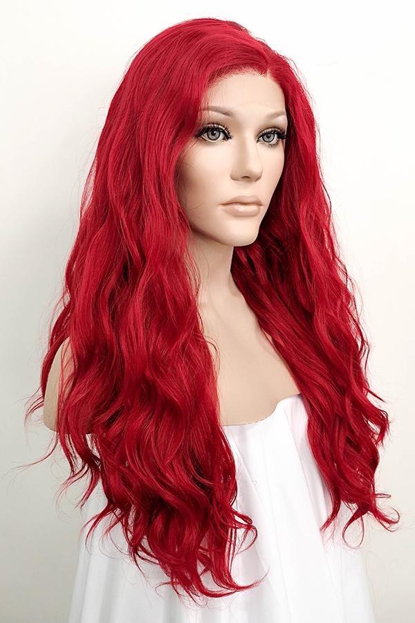 24" Dark Red Lace Front Synthetic Wig 20164 - StarLite Hair