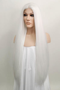 30" Pure White Yaki Lace Front Synthetic Wig 10011 - StarLite Hair