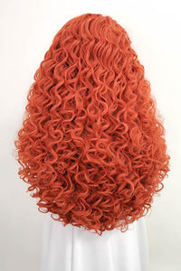 24" Reddish Orange Lace Front Synthetic Wig 10156