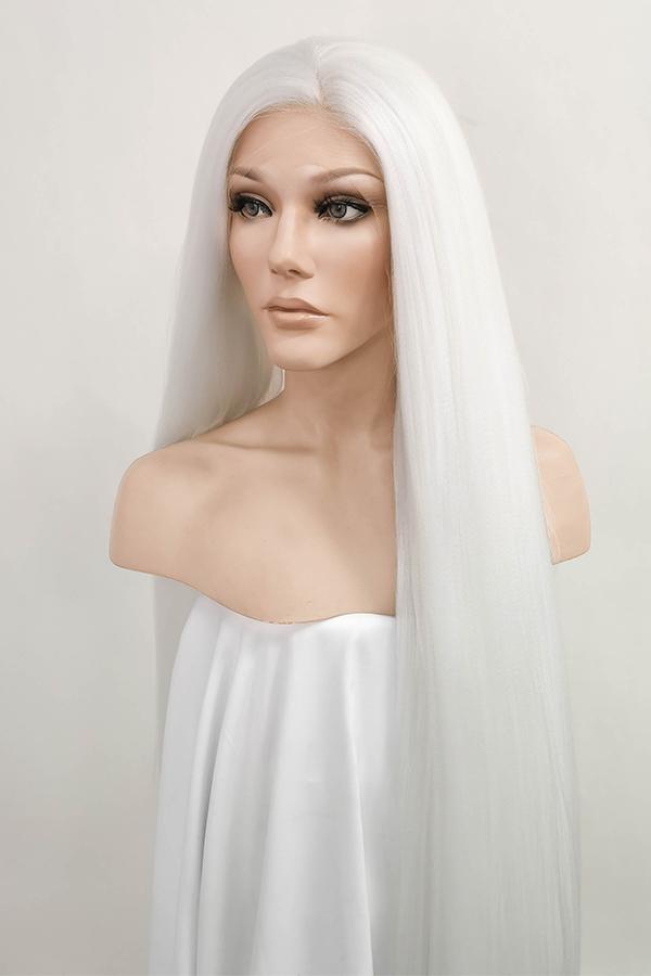 42" White Yaki Lace Front Synthetic Wig 10054