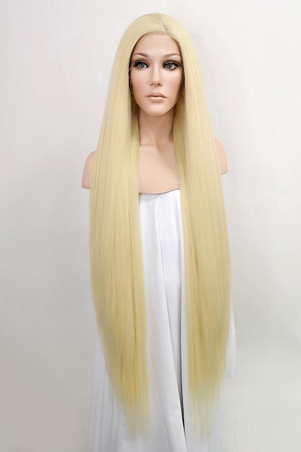 42" Light Blonde Yaki Lace Front Synthetic Wig 10056