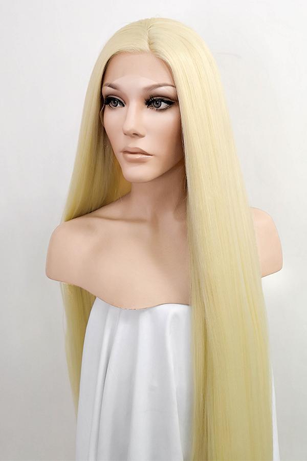 42" Light Blonde Yaki Lace Front Synthetic Wig 10056