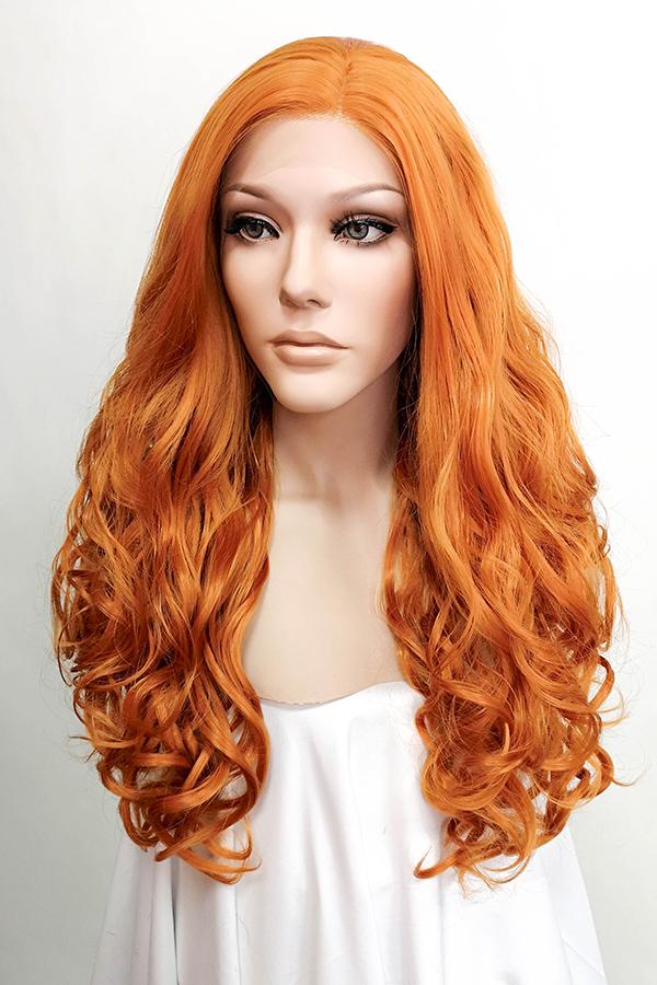22" Dark Orange Lace Front Synthetic Wig 10003