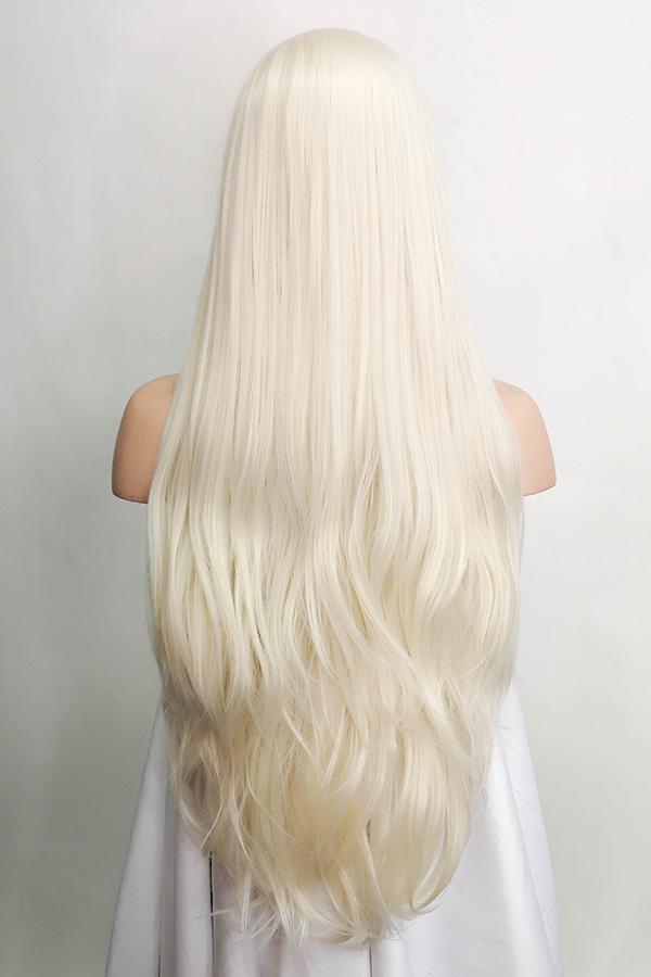 30" Platinum Blonde Lace Front Synthetic Wig 10006