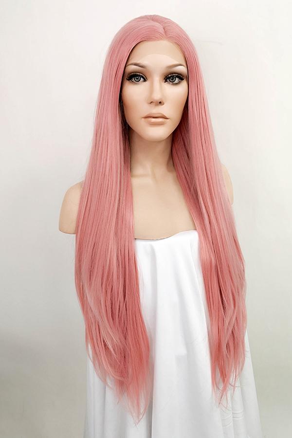 28" Light Pink Lace Front Synthetic Wig 10139