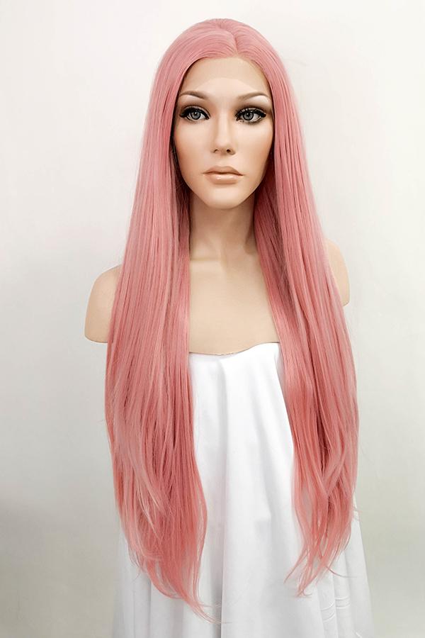 28" Light Pink Lace Front Synthetic Wig 10139