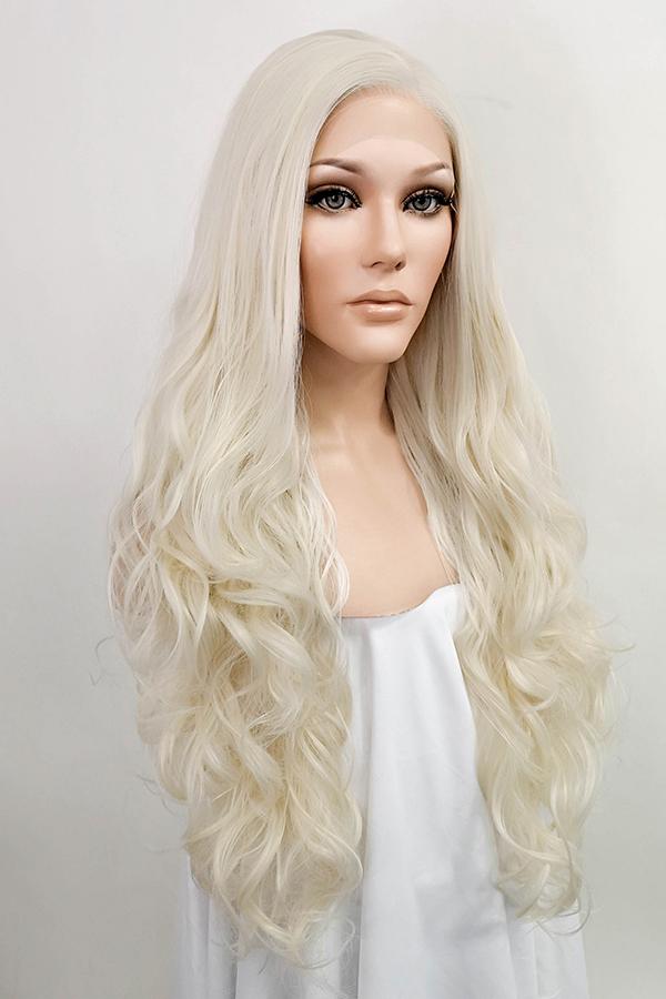 26" Platinum Blonde Lace Front Synthetic Wig 10032