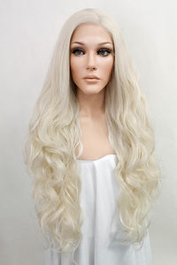 26" Platinum Blonde Lace Front Synthetic Wig 10032