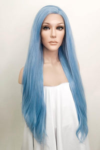 30" Light Blue Lace Front Synthetic Wig 10187