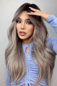 24" Blonde Mixed Brown With Dark Roots Fashion Synthetic Hair Wig 50253