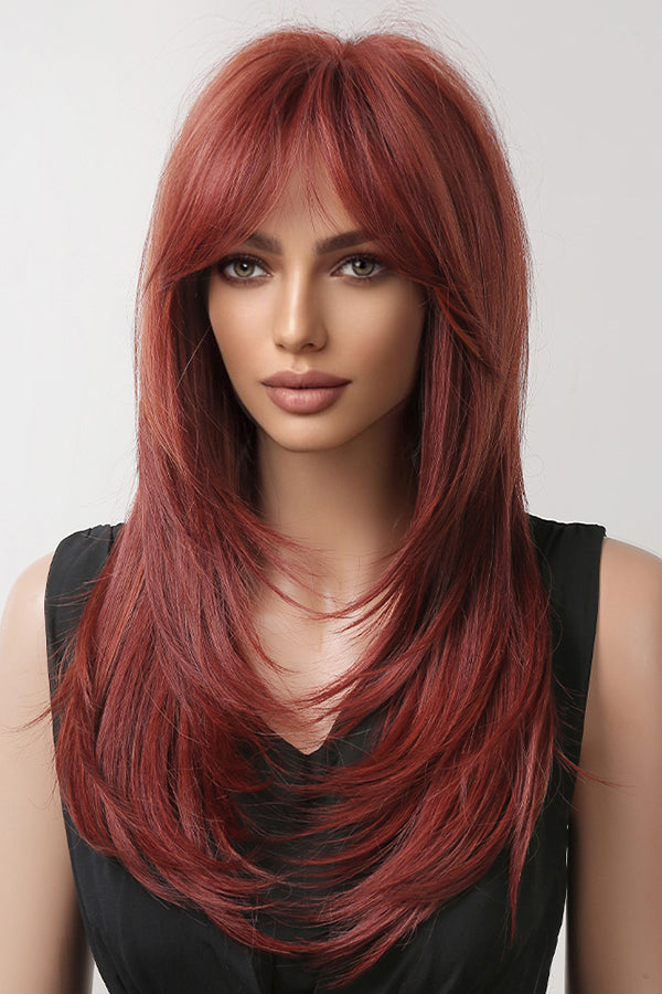 24" Mixed Red Fashion Synthetic Hair Wig 50254