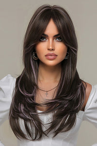 24" Brown Mixed Purple Fashion Synthetic Hair Wig 50242