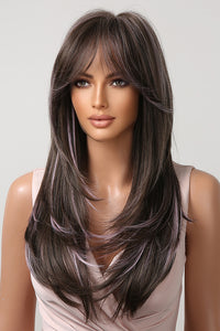 24" Brown Mixed Purple Fashion Synthetic Hair Wig 50242