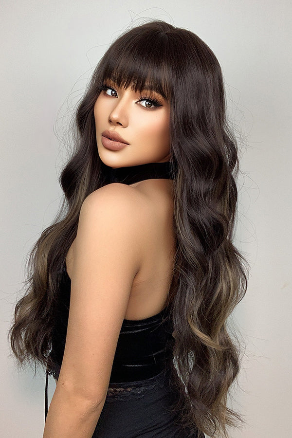 26" Mixed Brown Fashion Synthetic Hair Wig 50249
