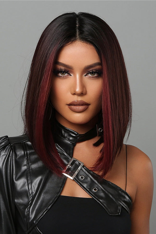 18" Red Mixed Brown With Dark Roots Fashion Synthetic Hair Wig 50255