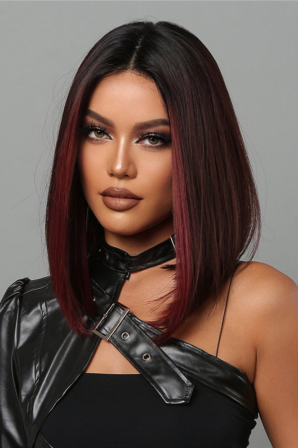 18" Red Mixed Brown With Dark Roots Fashion Synthetic Hair Wig 50255