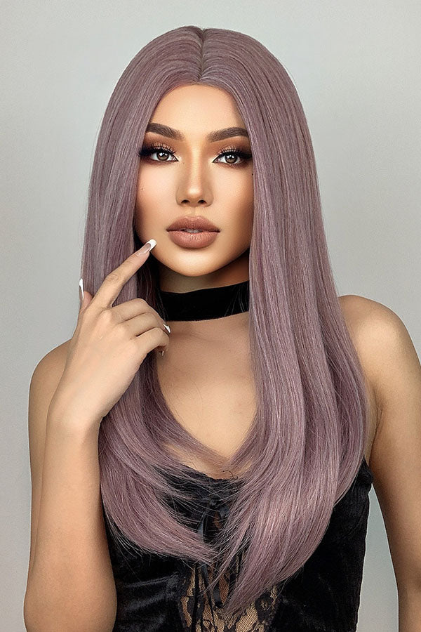24" Blonde Mixed Purple Fashion Synthetic Hair Wig 50257