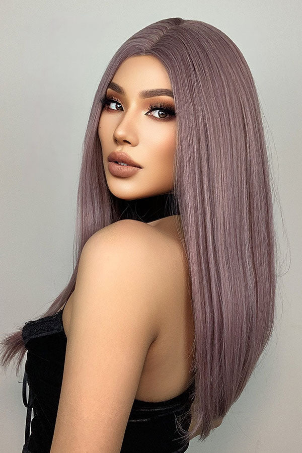 24" Blonde Mixed Purple Fashion Synthetic Hair Wig 50257