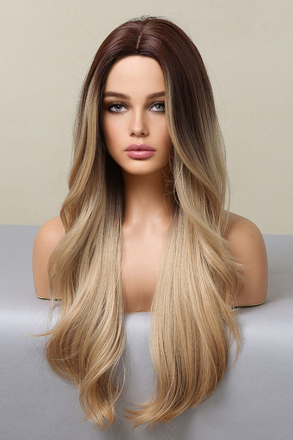 24" Blonde With Brown Roots Fashion Synthetic Hair Wig 50262
