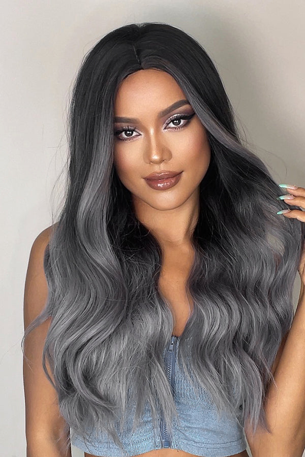 24" Blue Mixed Grey Fashion Synthetic Hair Wig 50264